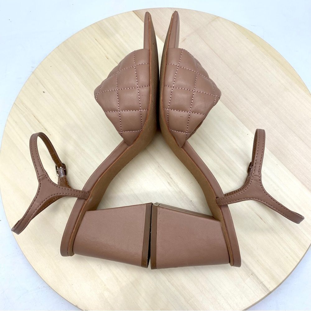 Open Edit by Nordstrom Austyn Quilted Block Heeled Sandals Tan Mocha Size 9M NEW - Picture 5 of 12